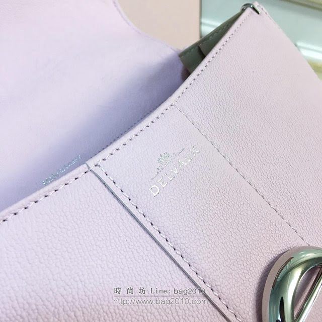 DELVAUX女包 頂級原單 Brillant系列 DV0028粉色銀扣 大號 德爾沃女手提包 顆粒紋牛皮 DELVAUX單肩包  fcs1009